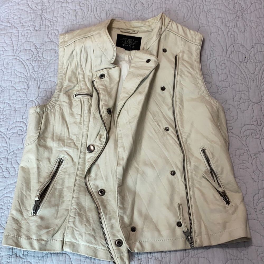 TCEC cream leather vest